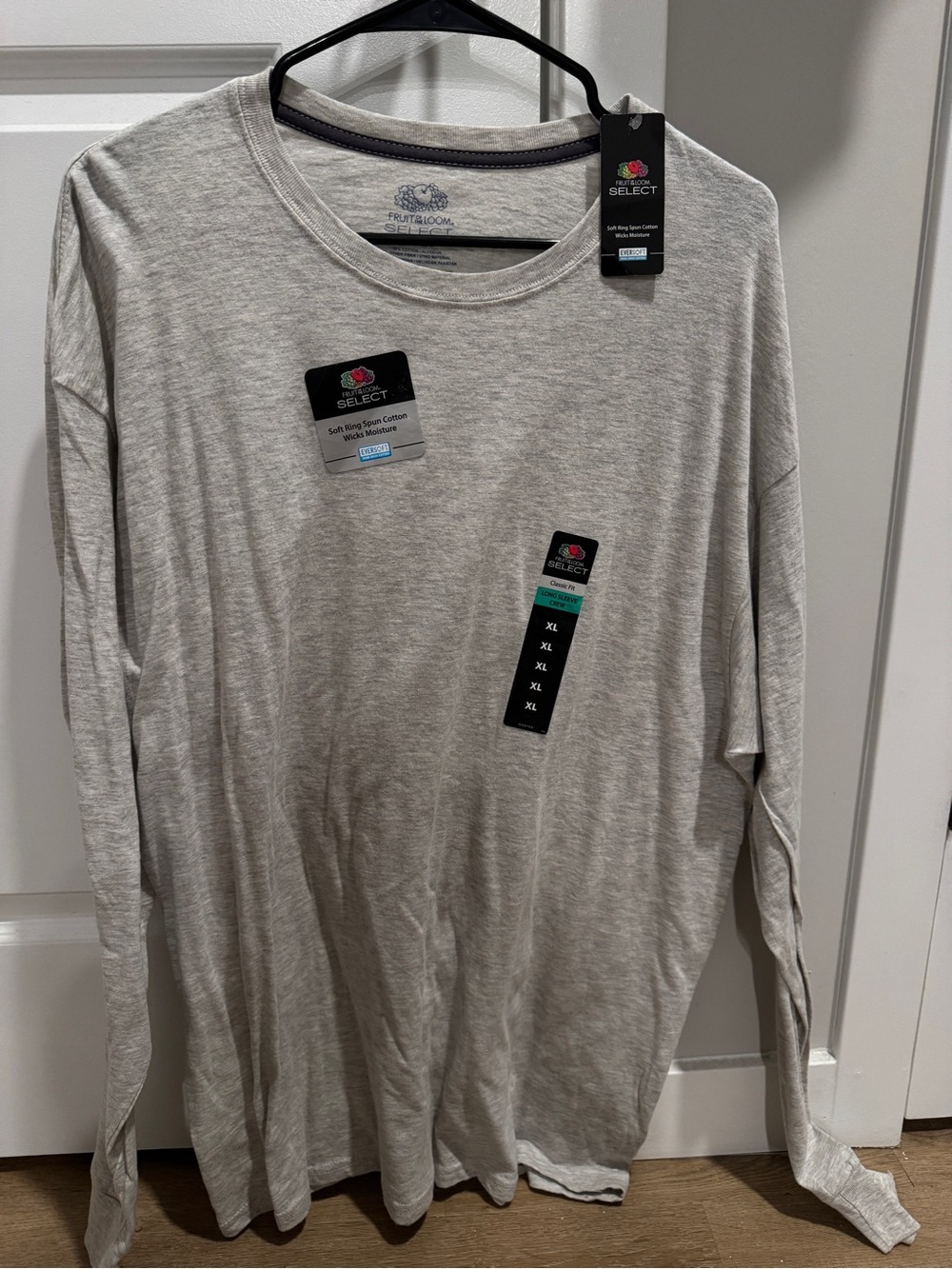 Fruit of the Loom Men's Long Sleeve Crewneck Shirt - Light Gray XL
